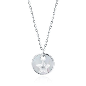 Lantisor argint cu stea de mare si Mother of pearl DiAmanti Z1965NR-DIA (Argint 925‰ 2,2 g.)